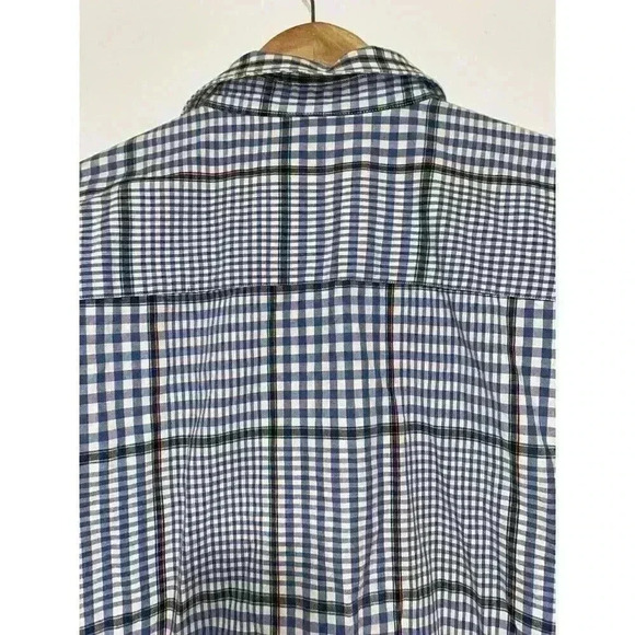 Christian Dior Plaid Dress Shirt Button Down Blue White Collared Shirt Size L - Picture 6 of 9